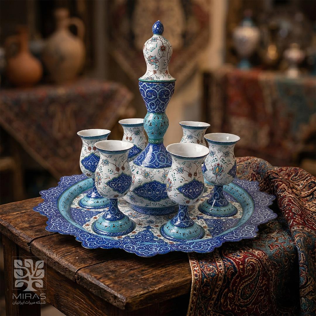 ست شربت خوری و لیوان مینا کاری سایز ۳۰ و ۱۰