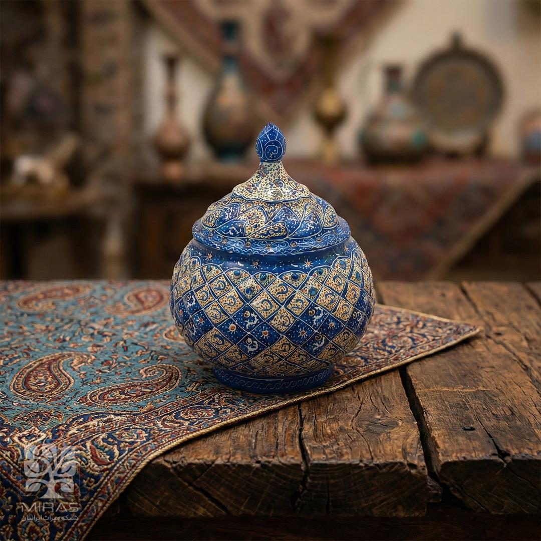 قندان ساده مینا کاری کوچک سایز ۱۳