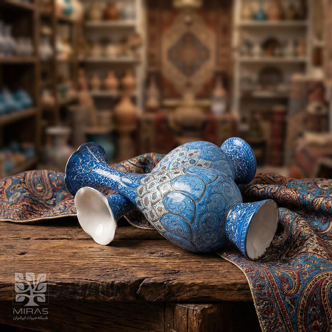 گلدان جفت مینا کاری بزرگ سایز ۲۶