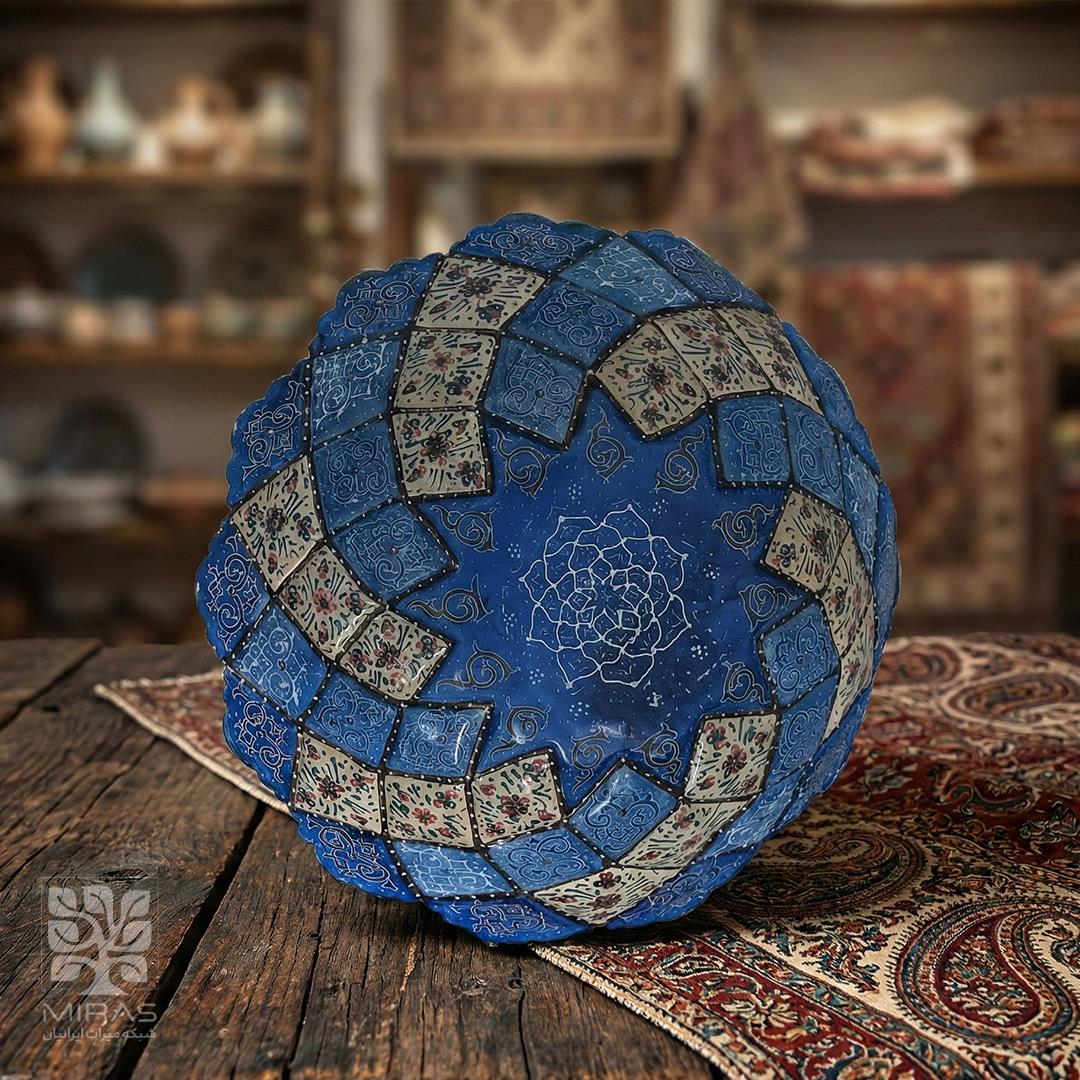 آجیل خوری مینا کاری پایه کوتاه بزرگ سایز ۱۸