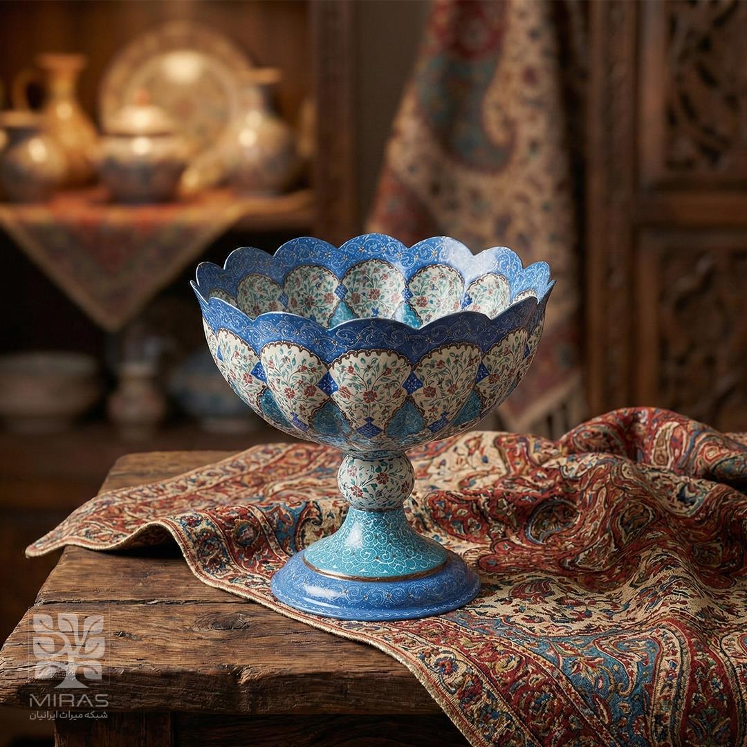 آجیل خوری مینا کاری پایه بلند خیلی بزرگ سایز ۳۰