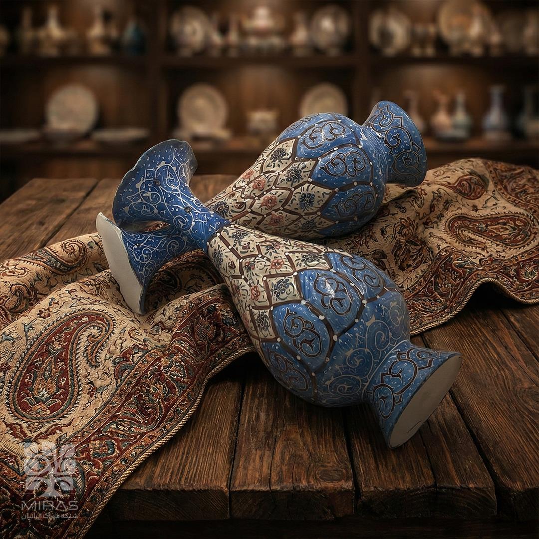 گلدان جفت مینا کاری متوسط سایز ۲۰