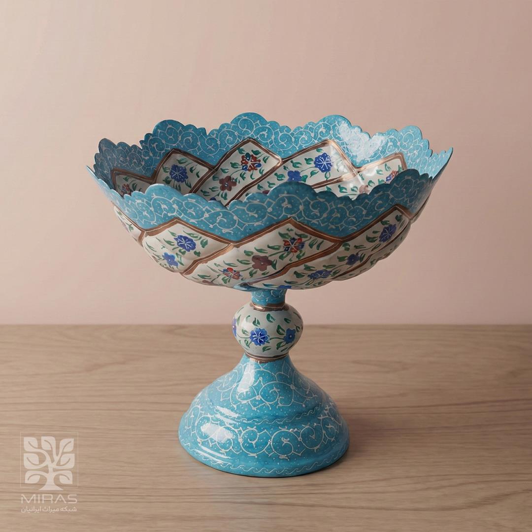 آجیل خوری مینا کاری پایه دار متوسط سایز ۱۵