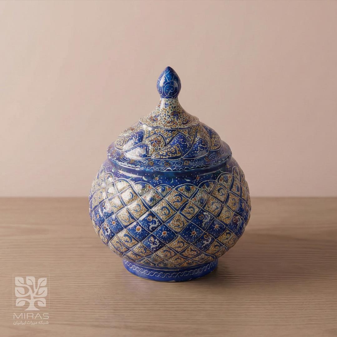 قندان ساده مینا کاری کوچک سایز ۱۳