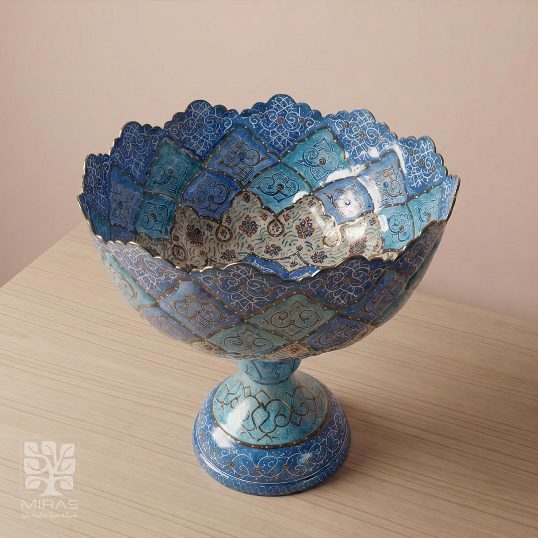 آجیل خوری مینا کاری پایه بلند بزرگ سایز ۱۸