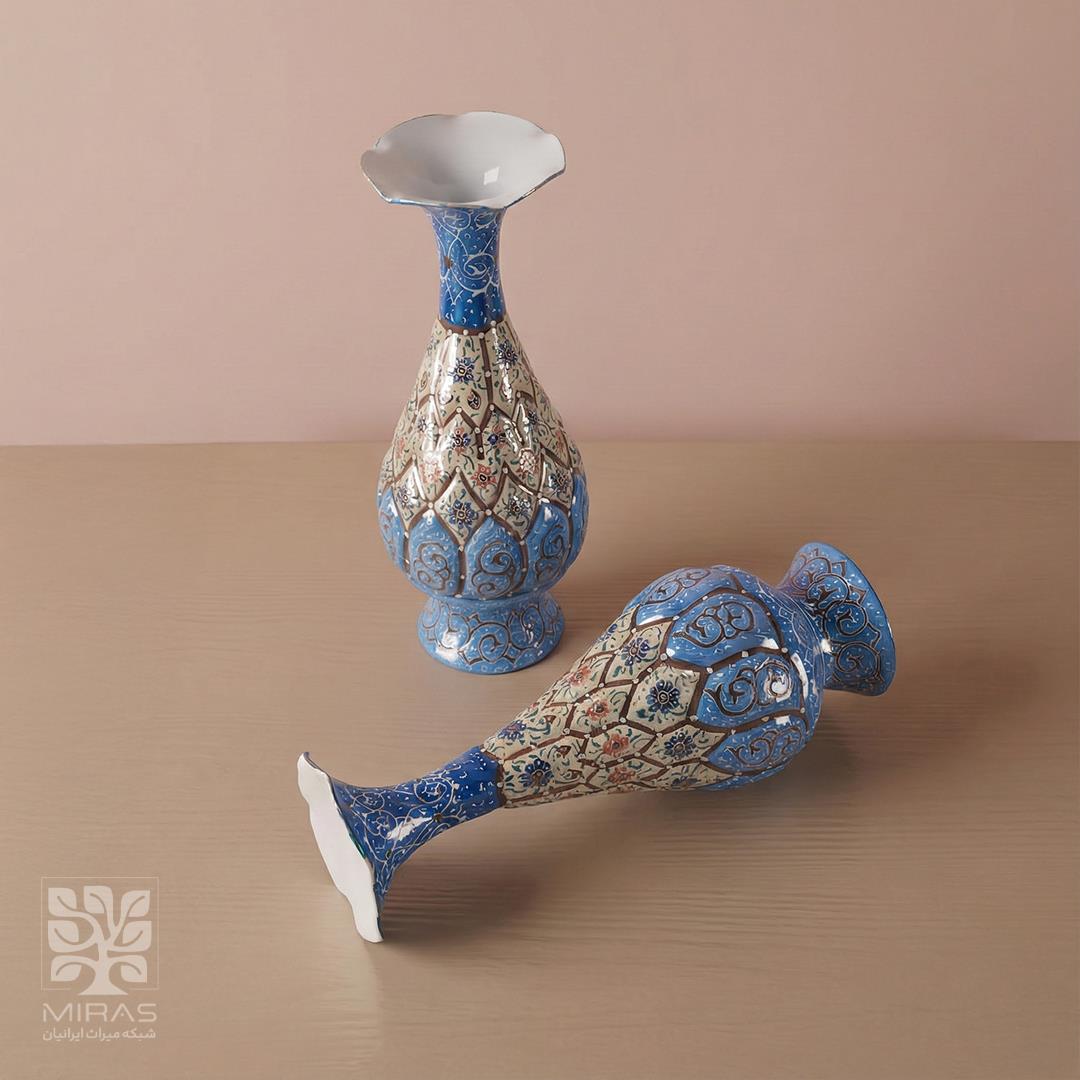 گلدان جفت مینا کاری متوسط سایز ۲۰