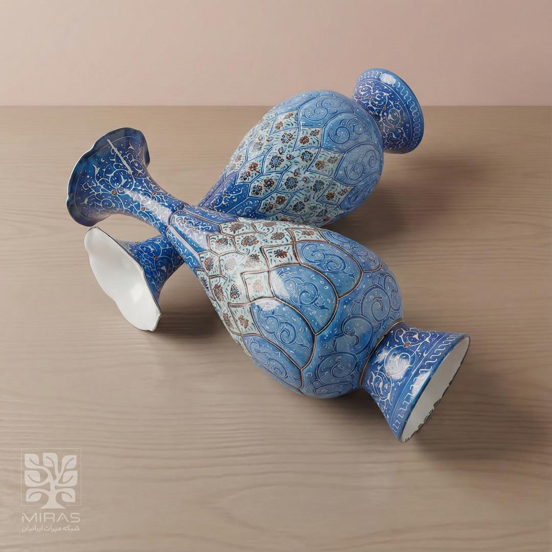 گلدان جفت مینا کاری بزرگ سایز ۲۶