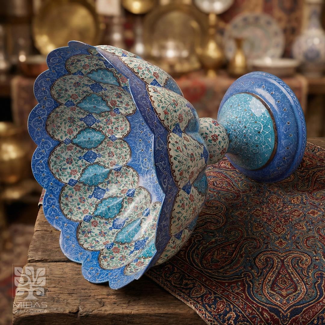 آجیل خوری مینا کاری پایه بلند خیلی بزرگ سایز ۳۰