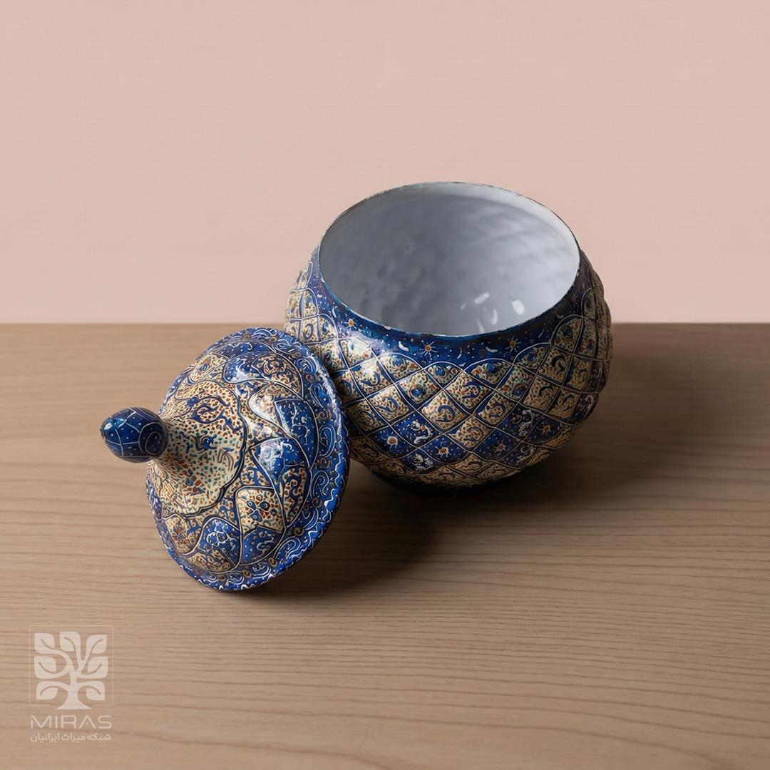 قندان ساده مینا کاری کوچک سایز ۱۳