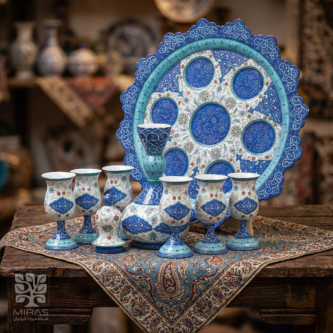 ست شربت خوری و لیوان مینا کاری سایز ۳۰ و ۱۰