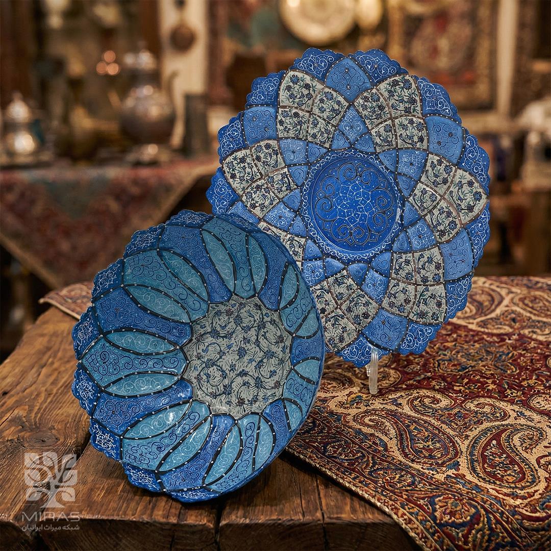 کاسه بشقاب مینا کاری متوسط سایز ۲۲ و ۲۸