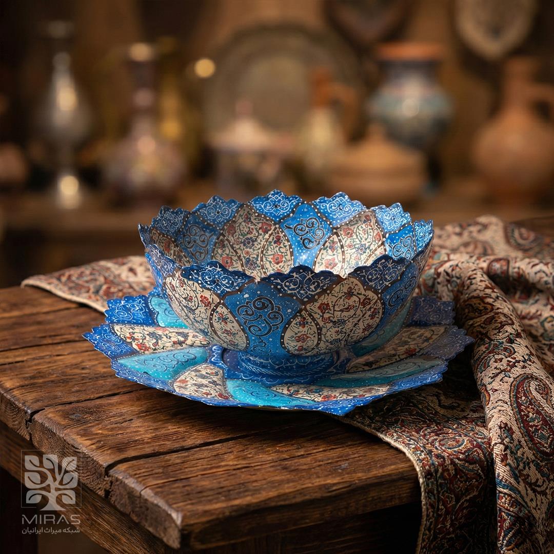 کاسه بشقاب مینا کاری کوچک سایز ۱۸ و ۲۲