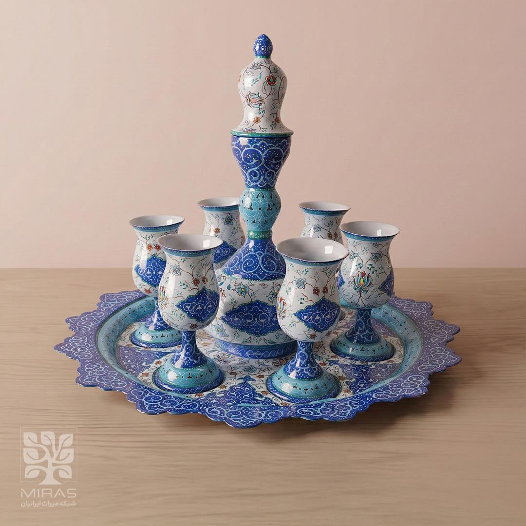 ست شربت خوری و لیوان مینا کاری سایز ۳۰ و ۱۰