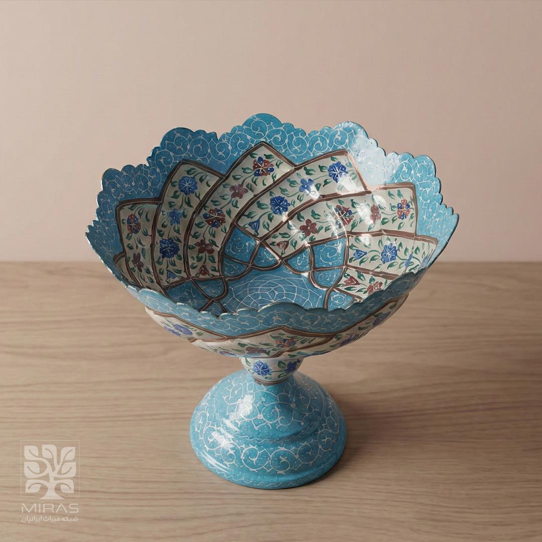 آجیل خوری مینا کاری پایه دار متوسط سایز ۱۵