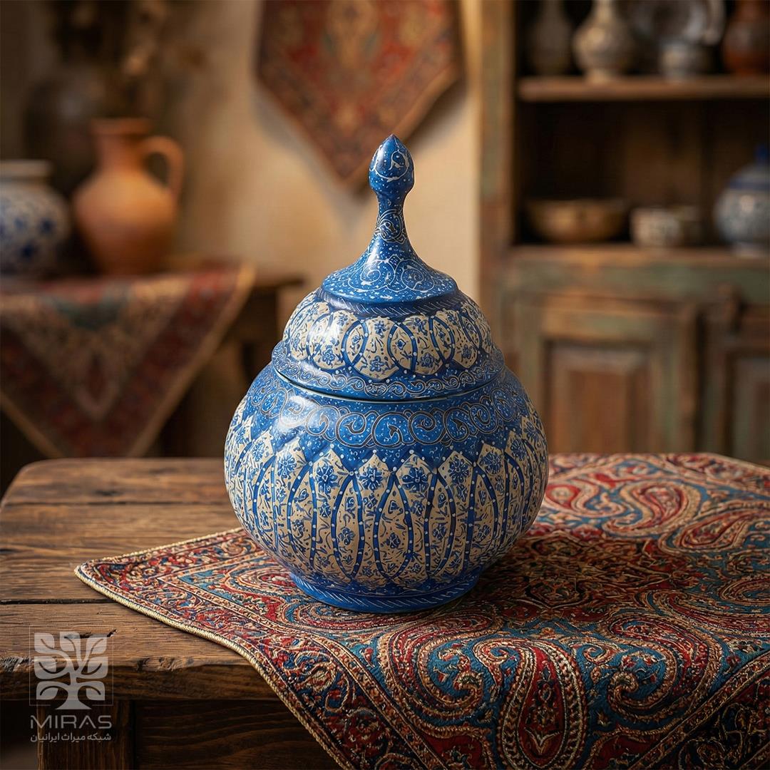 قندان ساده مینا کاری متوسط سایز ۲۰