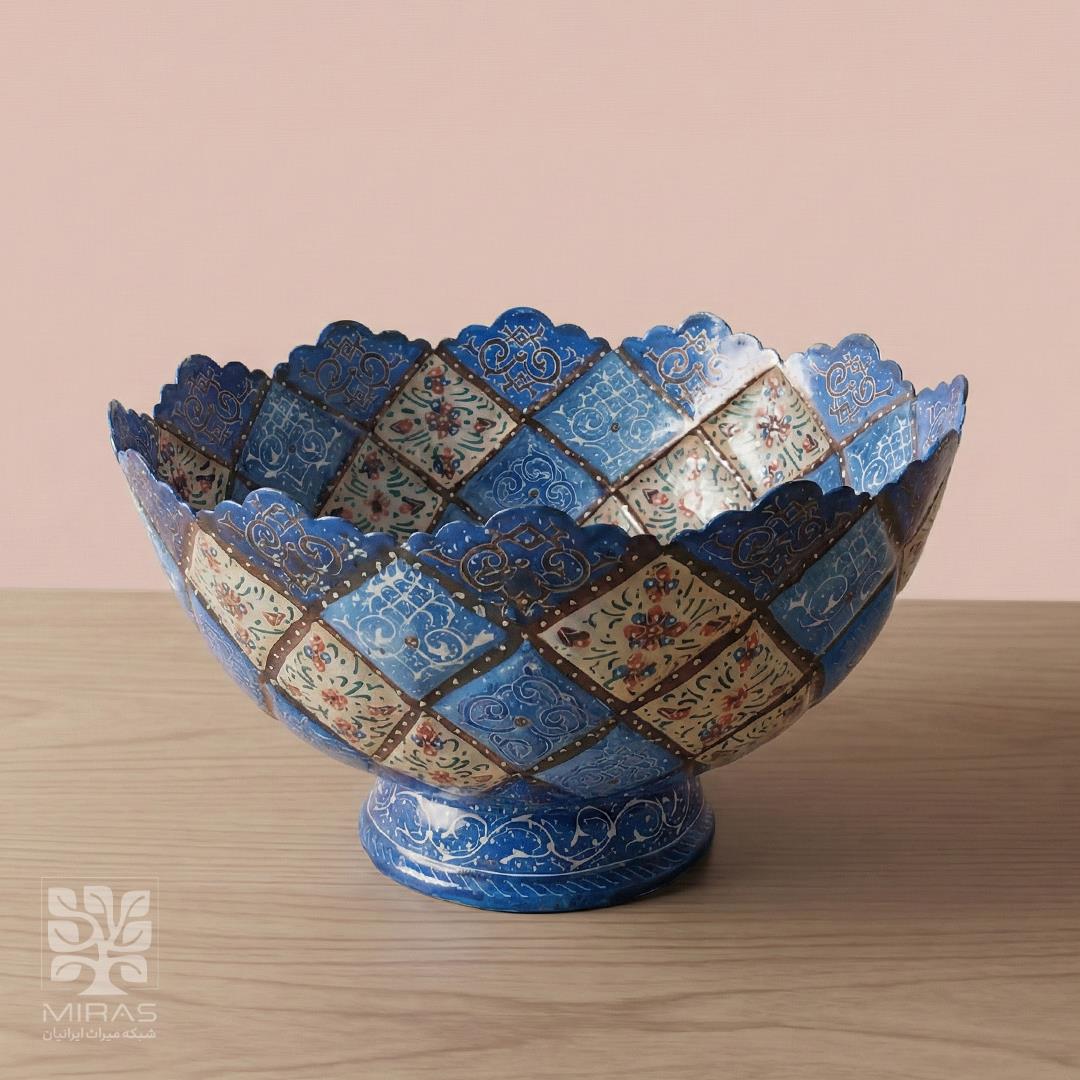 آجیل خوری مینا کاری پایه کوتاه بزرگ سایز ۱۸