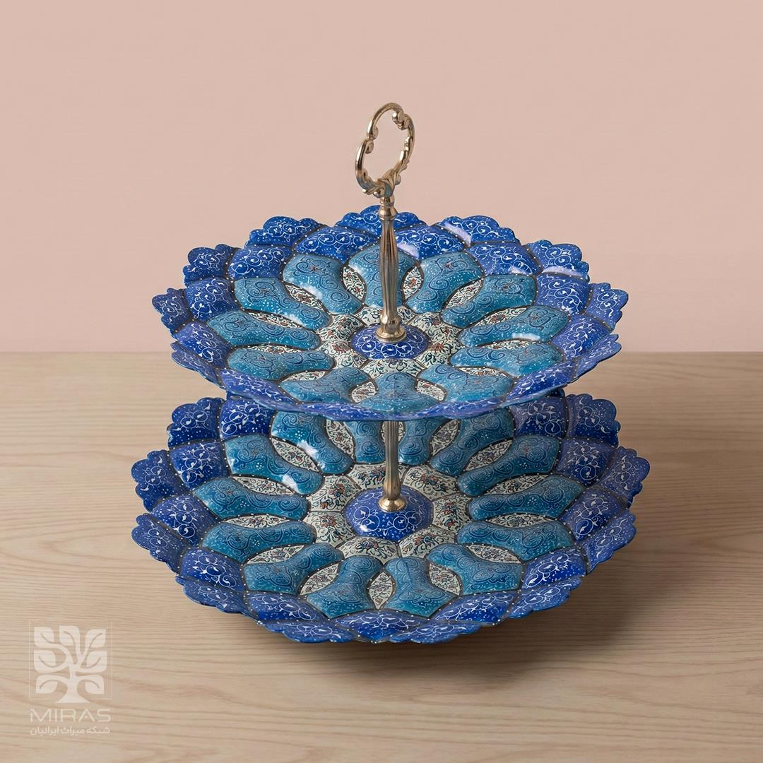 شیرینی خوری ۲ طبقه مینا کاری سایز ۲۶