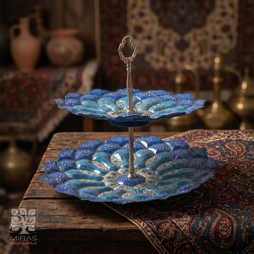 شیرینی خوری ۲ طبقه مینا کاری سایز ۲۶