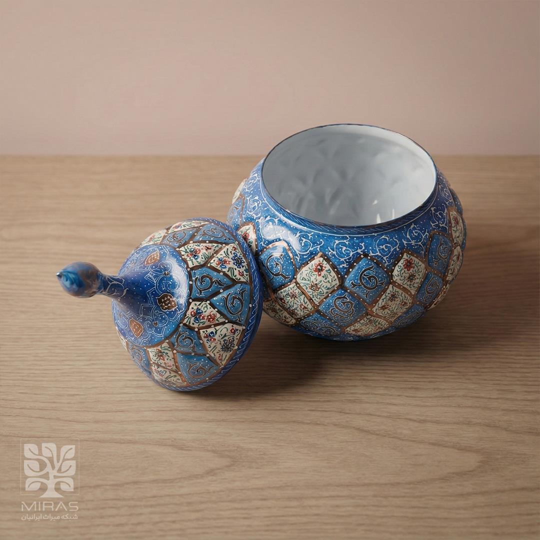 قندان مینا کاری ساده متوسط سایز ۲۵