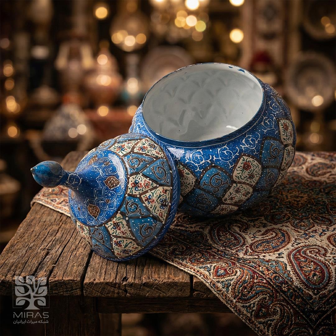 قندان مینا کاری ساده متوسط سایز ۲۵