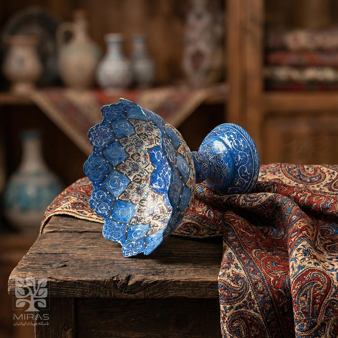 آجیل خوری مینا کاری پایه دار کوچک سایز ۱۳