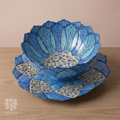 کاسه بشقاب مینا کاری متوسط سایز ۲۲ و ۲۸