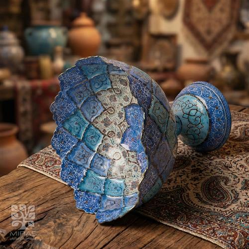 آجیل خوری مینا کاری پایه بلند بزرگ سایز ۱۸