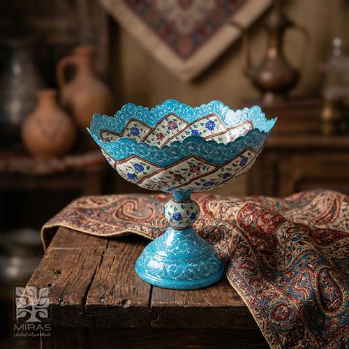 آجیل خوری مینا کاری پایه دار متوسط سایز ۱۵