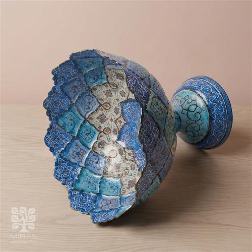 آجیل خوری مینا کاری پایه بلند بزرگ سایز ۱۸