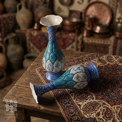 گلدان جفت مینا کاری کوچک سایز ۱۶