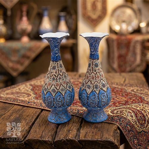 گلدان جفت مینا کاری متوسط سایز ۲۰