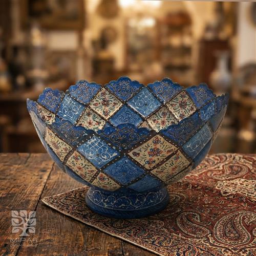 آجیل خوری مینا کاری پایه کوتاه بزرگ سایز ۱۸