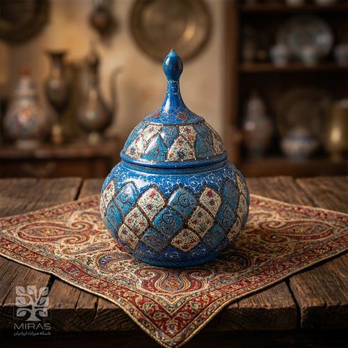 قندان مینا کاری ساده متوسط سایز ۲۵