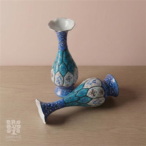 گلدان جفت مینا کاری کوچک سایز ۱۶