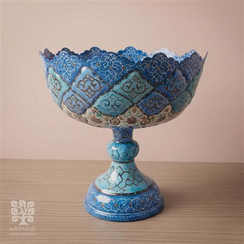 آجیل خوری مینا کاری پایه بلند بزرگ سایز ۱۸