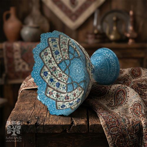 آجیل خوری مینا کاری پایه دار متوسط سایز ۱۵