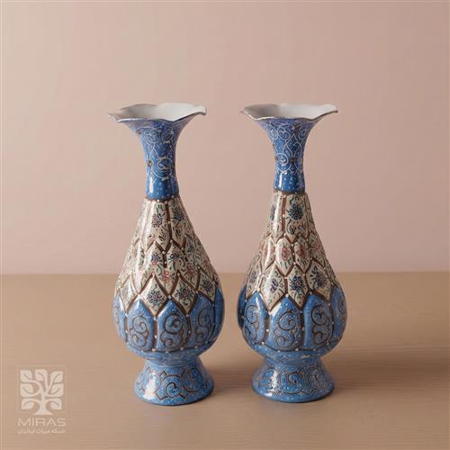 گلدان جفت مینا کاری متوسط سایز ۲۰