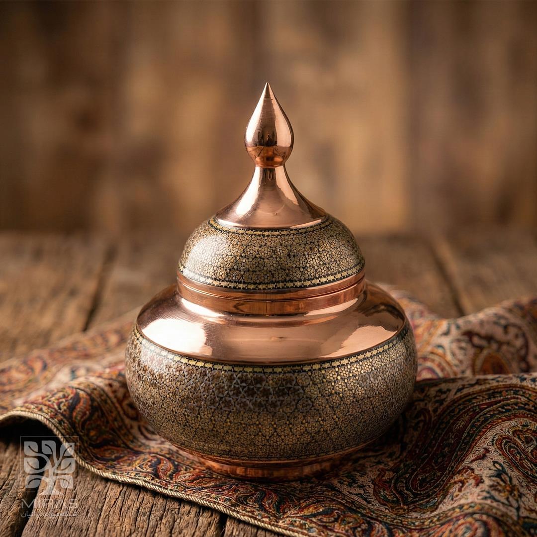 قندان مس و خاتم ساده متوسط سایز ۲۵