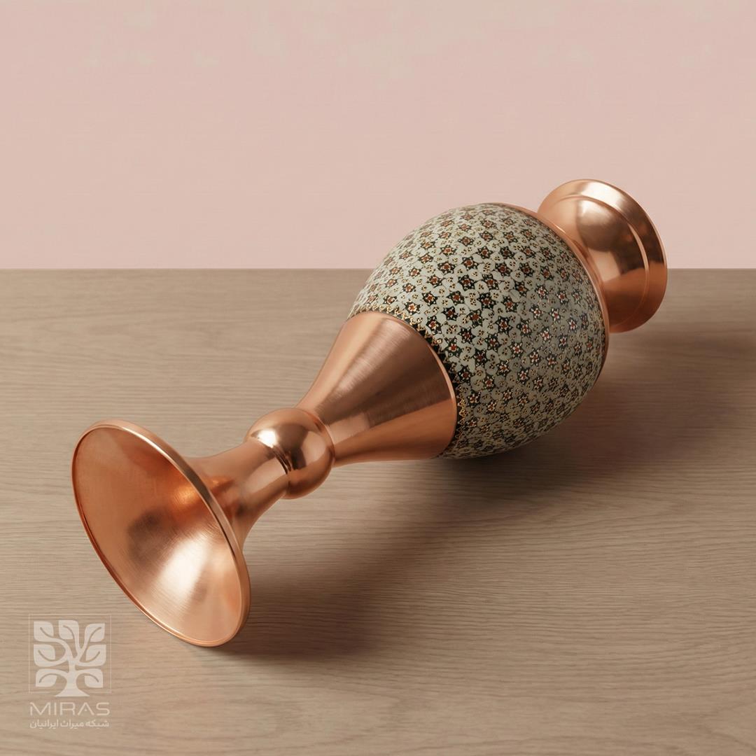 گلدان تک مس و خاتم بزرگ سایز ۲۵