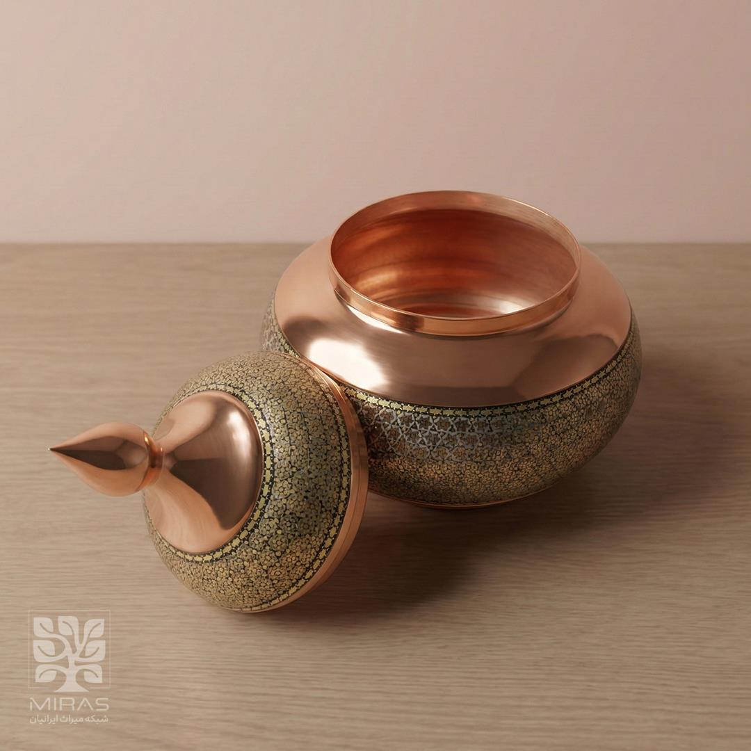 قندان مس و خاتم ساده متوسط سایز ۲۵