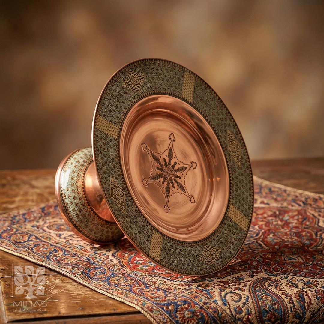 شیرینی خوری مس و خاتم ساده سایز ۳۰