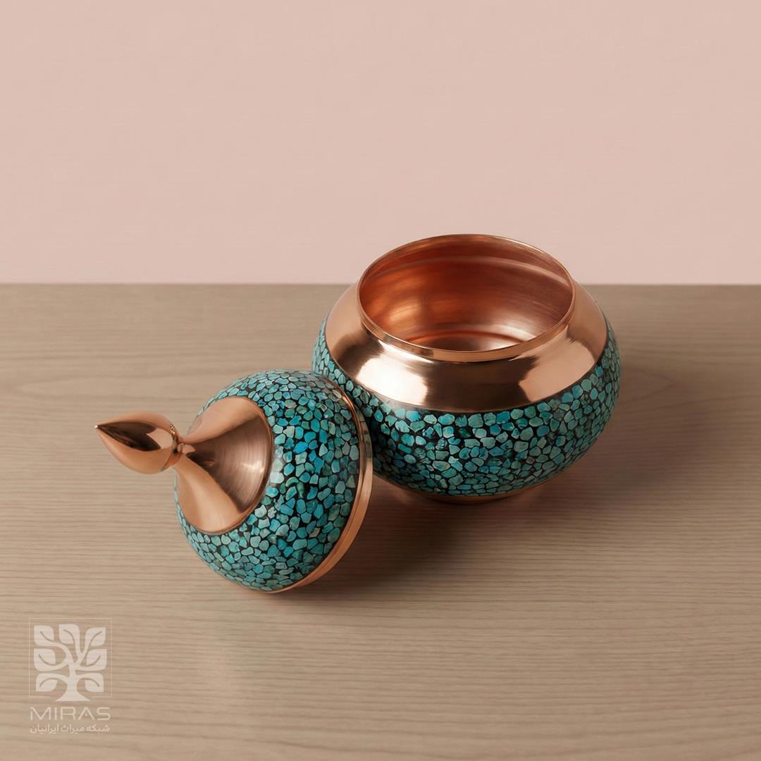 قندان فیروزه ساده متوسط سایز ۲۲