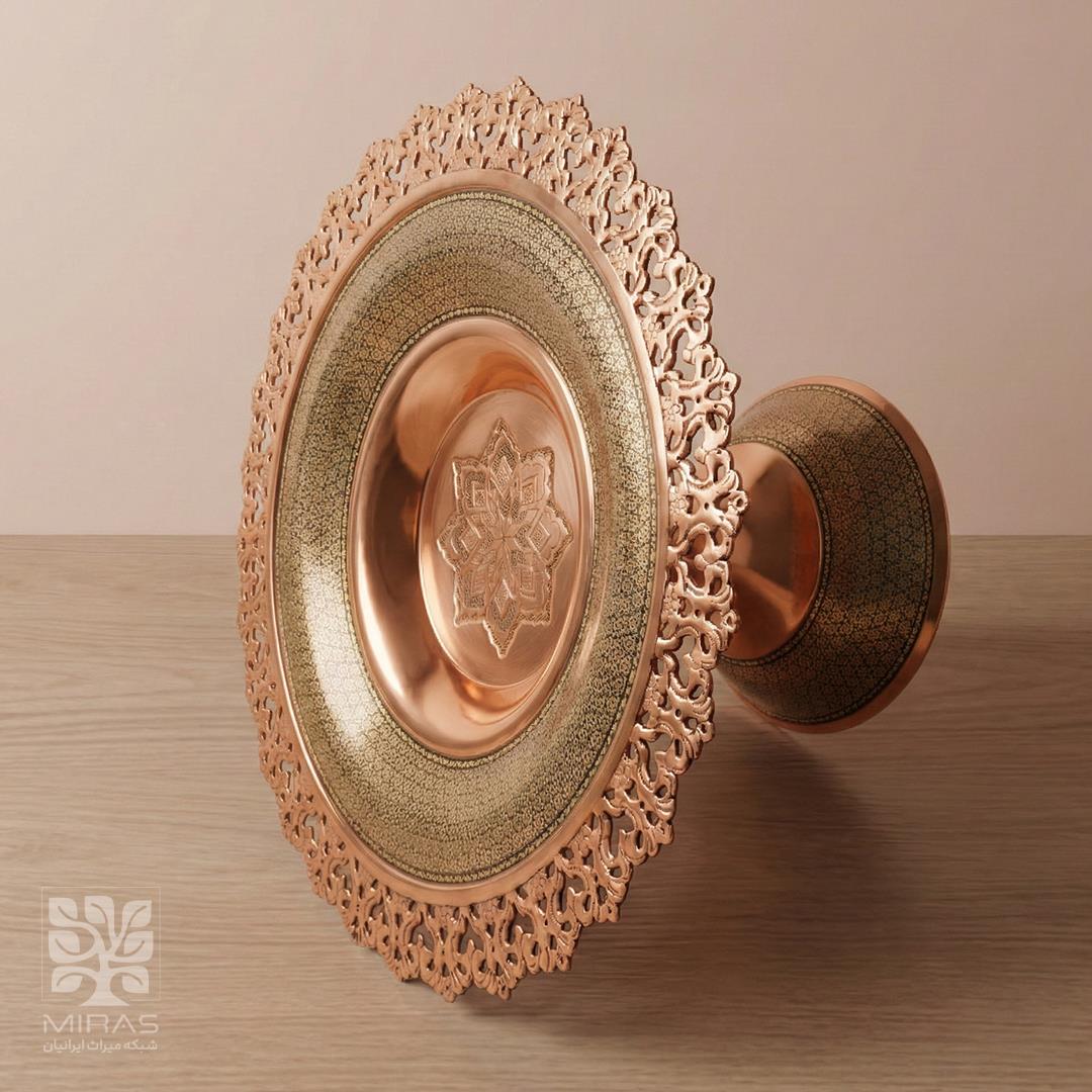 شیرینی خوری مس و خاتم شبکه‌ای سایز ۳۵