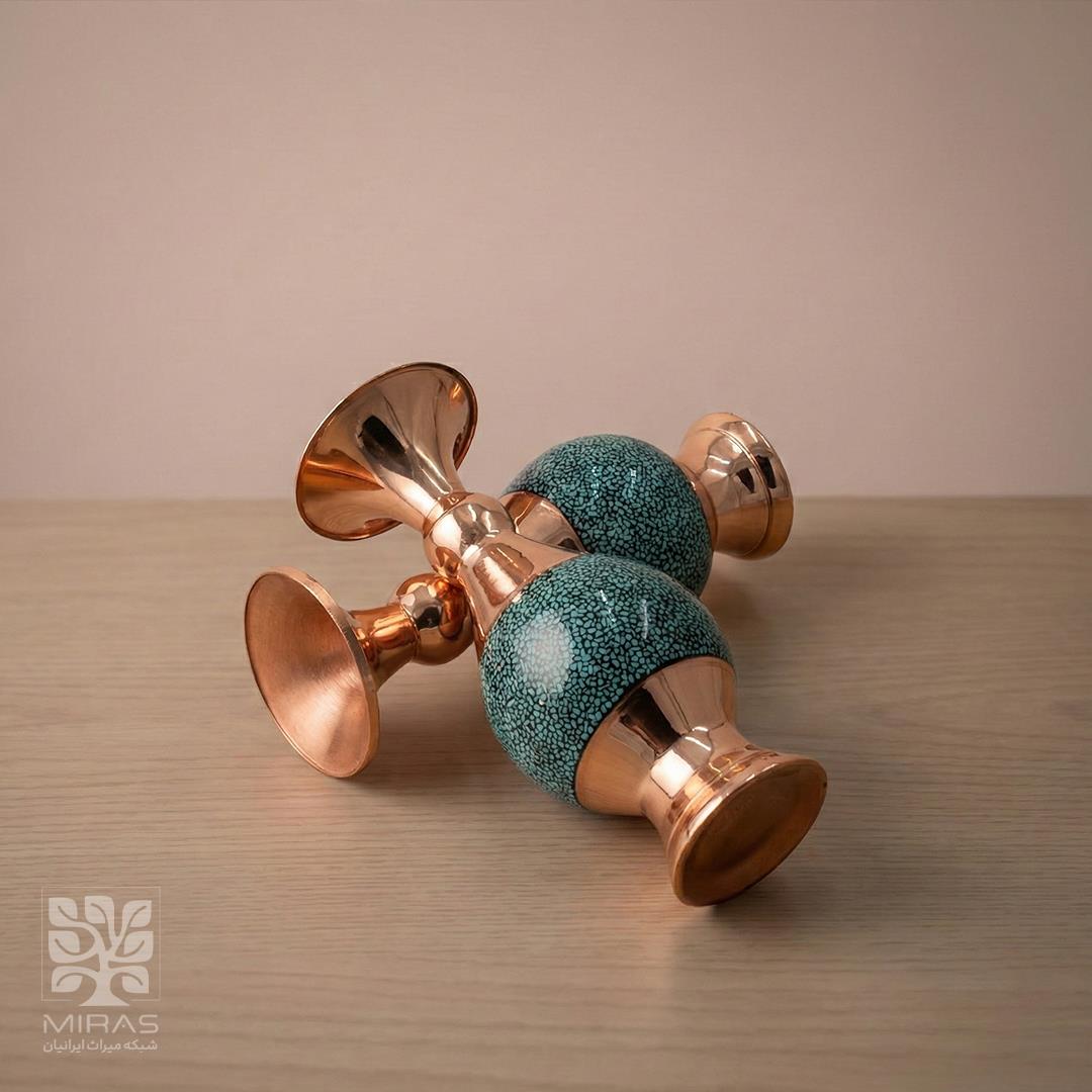 گلدان جفت فیروزه کوچک سایز ۱۶