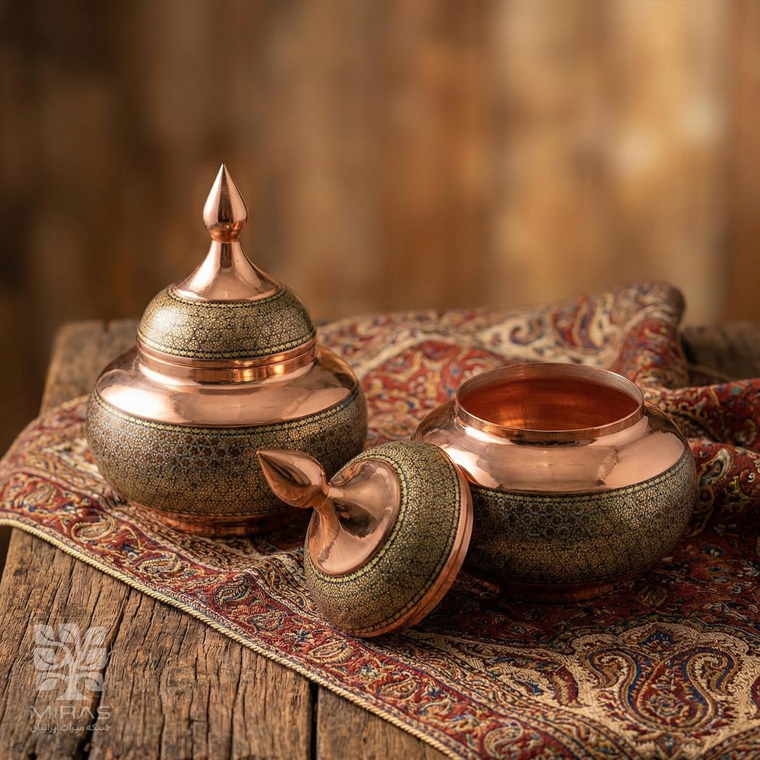 قندان مس و خاتم ساده متوسط سایز ۲۵