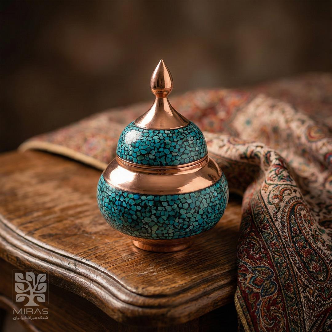 قندان فیروزه ساده متوسط سایز ۲۲