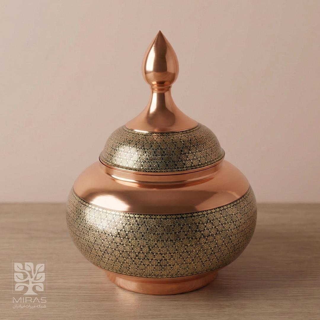 قندان مس و خاتم ساده بزرگ سایز ۳۰