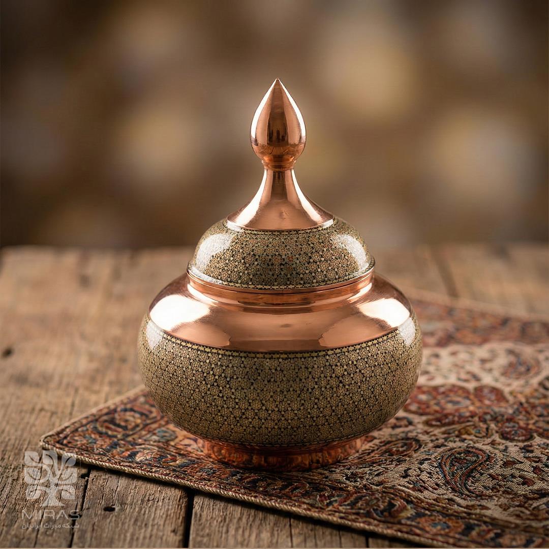 قندان مس و خاتم ساده بزرگ سایز ۳۰