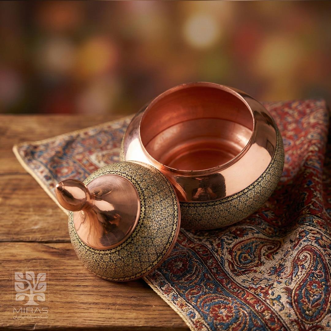 قندان مس و خاتم ساده کوچک سایز ۲۰