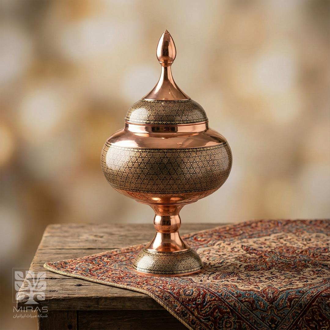 شکلات خوری مس و خاتم بزرگ سایز ۳۰